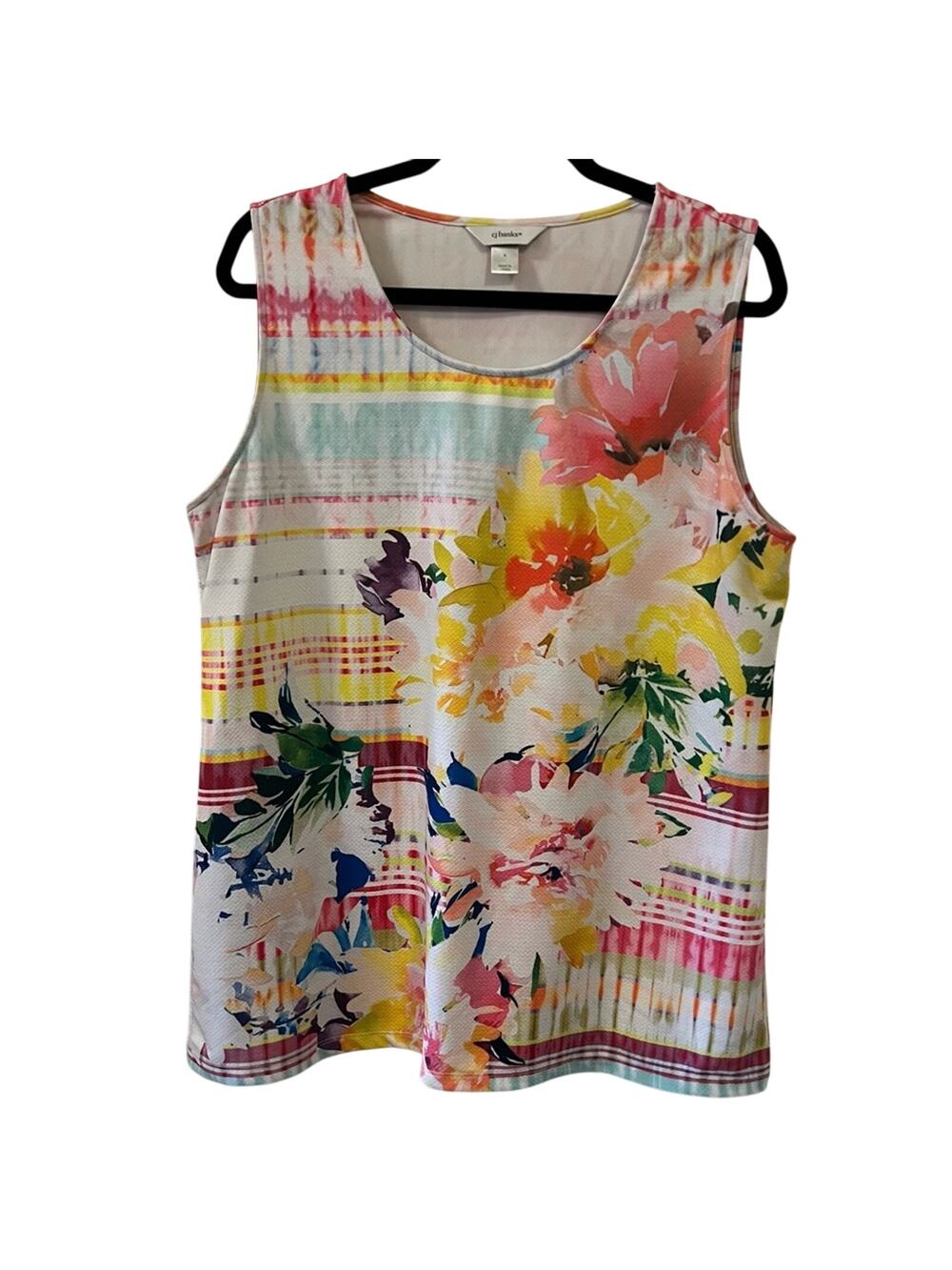 CJ Banks Tropical Vibrant Rainbow Multicolor Tank Top Size X
